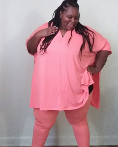Did You Say Something | Coral Plus Size Two-Piece Set