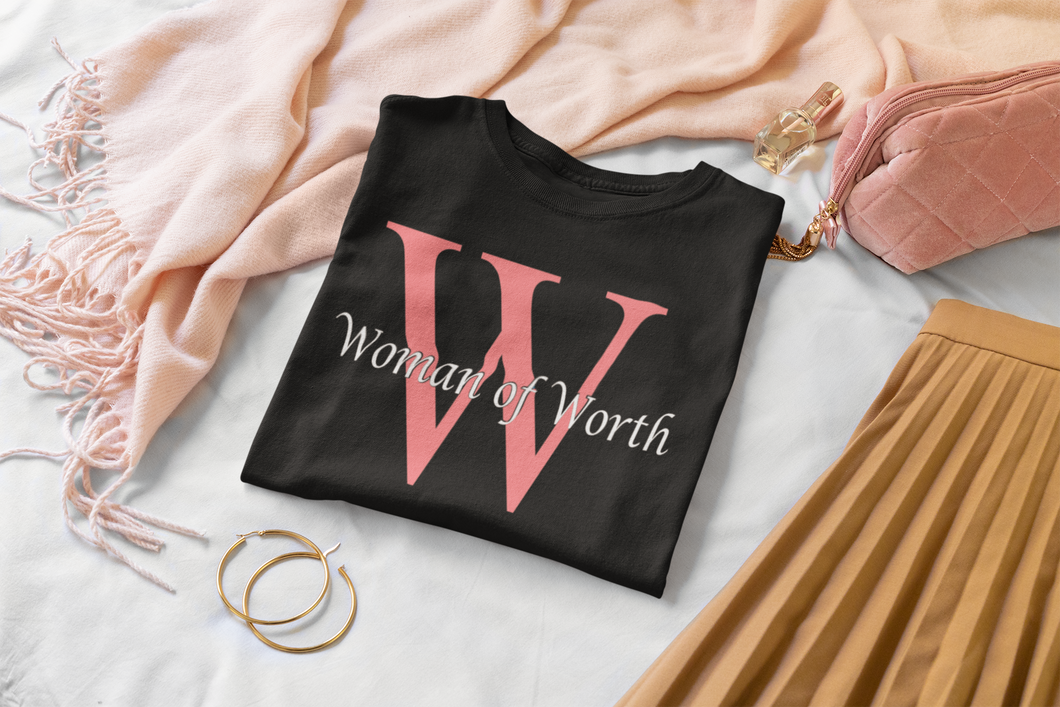 Woman of Worth Tee | Black & Pink