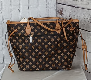 Luxury Faux Vegan Leather 3 in 1 Handbag | Brown and Tan
